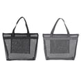 thumbnail image 3 of Hvmvliv Mesh Beach Bag Swimming Bag,Portable Travel Wash Bag,Foldable Hollow Shopping Tote with Zipper for Toiletries,Cosmetics,Towels,Clothes,Size:11.8X3.9X11in Gray, 3 of 6