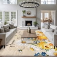 thumbnail image 3 of 5'x7' Area Rugs for Living Room Bedroom, White Daisy Washable Rug Carpet Runner Indoor Outdoor, Spring Floral Bees Elegant Pastoral Botanical Non Slip Floor Mats Area Rug for Kitchen, Nursery, 3 of 8
