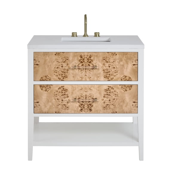 James Martin Vanities D804-V36-3Wz Olena 36" Single Basin Wood Vanity Set - Polished White