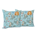 thumbnail image 6 of Ambesonne Cartoon Throw Pillow Cover 2 Pack, Marine Creatures Art, 18", Teal Orange, 6 of 6