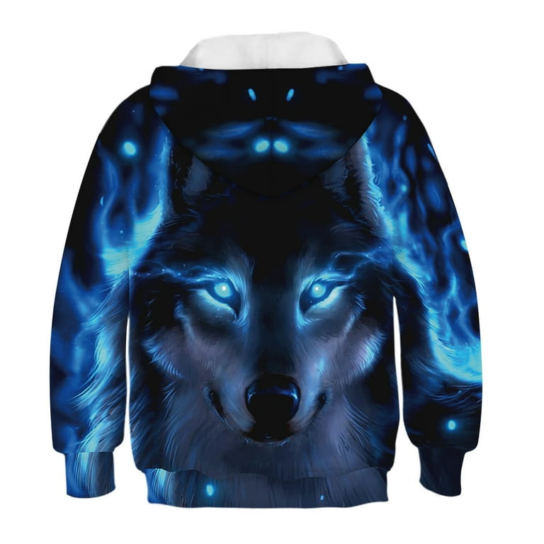 Ice wolf shape children s hoodie casual sweater