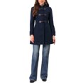 thumbnail image 2 of INSPIRE CHIC Winter Pea Coat for Women Mid-thigh Hooded Trench Toggle Duffle Overcoat with Pockets XS Dark Blue, 2 of 6