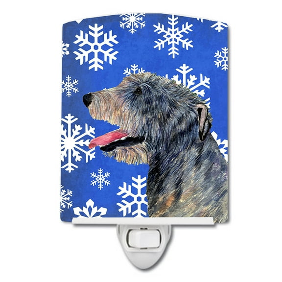 Irish Wolfhound Snowflakes Holiday Ceramic Night Light