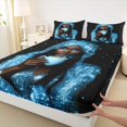 thumbnail image 4 of Castle Fairy Glam Black Woman Bed Sheets 4-Piece,Bling Starry Sky Print Full Size Sheets,Blue Silver,1 Fitted Sheet, 1 Flat Sheet and 2 Pillowcases, 4 of 6