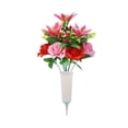 thumbnail image 2 of Artificial Bouquet, Peacock Rose Fake Floral Arrangement, Outdoor Cemetery Memorial Decor, Realistic Faux Flower Stake for Grave, Holiday, Garden & Remembrance Use, 2 of 7
