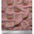 thumbnail image 1 of Soimoi Pink Cotton Duck Fabric Deer Animal Fabric Prints By Yard 56 Inch Wide, 1 of 1