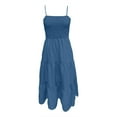 thumbnail image 4 of Women's Trendy Summer Maxi Dress Spaghetti Strap Smocked Tiered Ruffle Boho A Line Beach Casual Flowy Long Dresses, 4 of 4