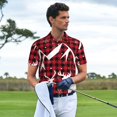 thumbnail image 5 of Balery Christmas Buffalo Plaid Printed Men’s Short Sleeve Polo Shirt, Midweight Men's Shirt,Golf Polo shirts -XX-Large, 5 of 8