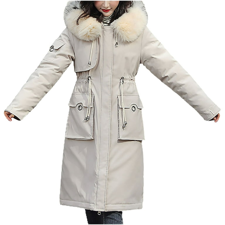womens tops clearance under $5 Women'S Winter Fashion Tooling Long Slim  Hooded Cotton Jacket Coat White M,ac20232