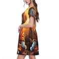 thumbnail image 2 of Goofa Cartoon Puppy Sunset Pattern Women Summer Short Sleeve Midi Dress with Pockets Casual Aline Flowy Tshirt Dress Vocation Beach Sundress, 2 of 6