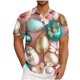 thumbnail image 1 of Blusa y camisa de manga corta con cuello vuelto para hombre, blusa informal de moda con cuello vuelto, blusa estampada de manga corta con botones, blusa de poliéster para hombre, 1 of 5