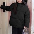 thumbnail image 5 of Kids Winter Clothes Kids Fall Winter Solid Hooded Thick Quilted Bread Jacket, Boys Girls Warm Casual Daily Outer Coat,Black, 5 of 6