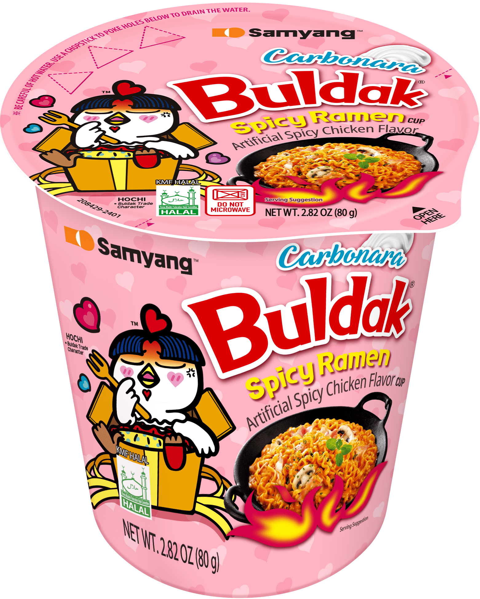 (12 pack) Samyang Buldak Carbonara Spicy Chicken Instant Ramen Noodles, 2.82 oz Cup