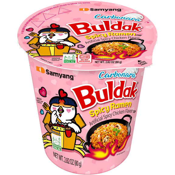 Samyang Buldak Spicy Chicken Carbonara Instant Noodle Soup Cup, 2.82oz