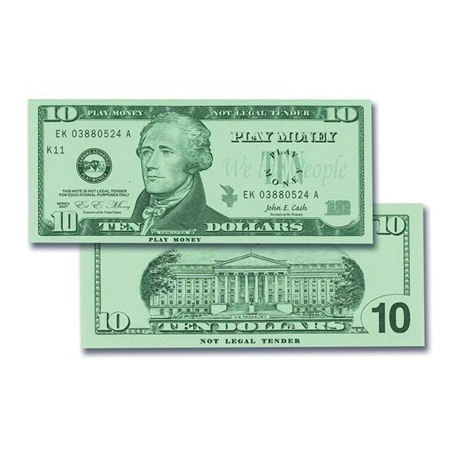 Learning Advantage CTU7509BN Dollar 10 Billets et 44 ; Pack de 12 - 100 par Pack