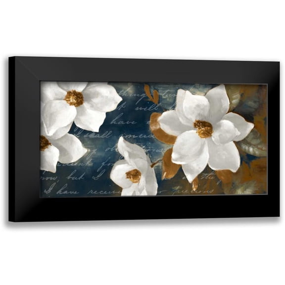 Loreth, Lanie 14x9 Black Modern Framed Museum Art Print Titled - Magnolia Aglow Navy I