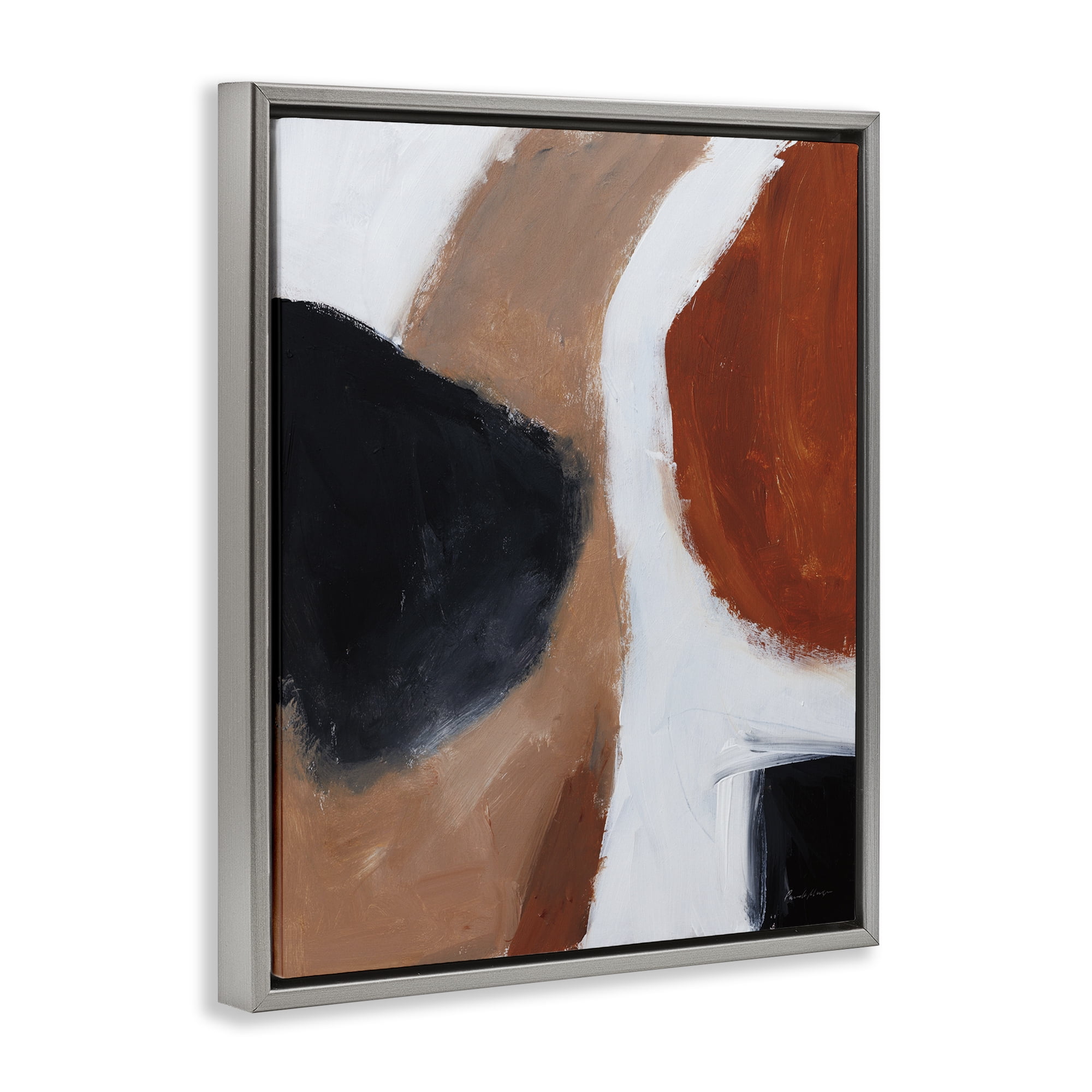 Stupell Industries Rare Earth Tones Abstract Abstract Painting Gray Floater Framed Canvas Art Print Wall Art, 17 x 21