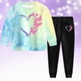 thumbnail image 2 of yboeqw 2T-8T Girls Fall Outfit Sets Long Sleeve Cute Printed Sweatshirt Pant 2 Piece Kids' Clothing Sets,Size 5-6 Years, 2 of 8