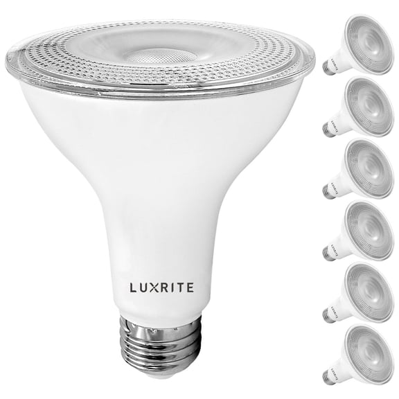 Luxrite 6-Pack LED PAR30 Flood Light Bulb 5000K Bright White 850 Lumens 11W Dimmable Wet Rated E26 Base UL Listed