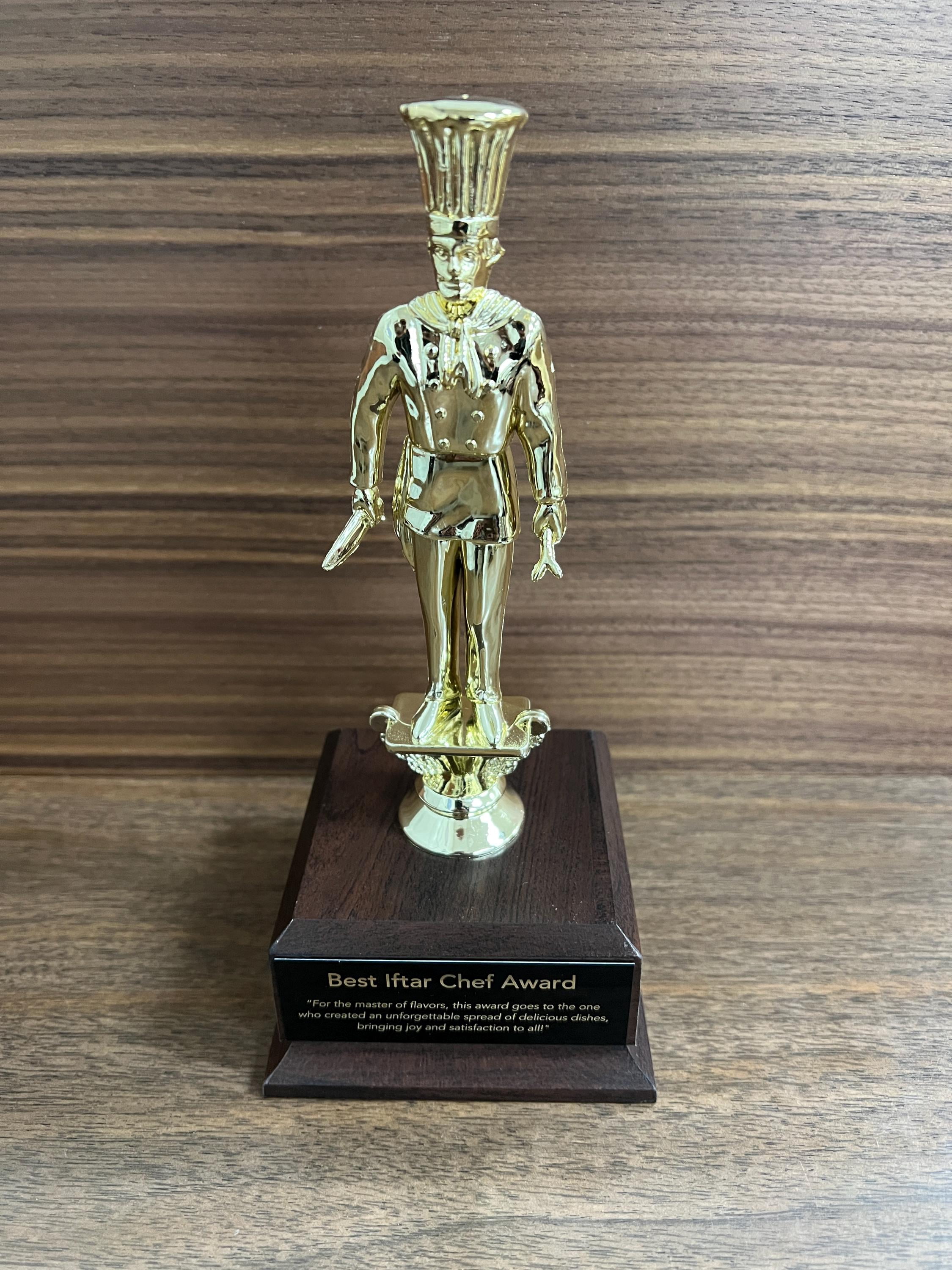 Best Iftar Chef Award - Custom Engraved Ramadan Trophy | Personalized Cooking Plaque Gift