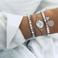thumbnail image 3 of Boho Geometric Bracelet And Bangle Set For Women With Star Map Heart Charm Beads Chain Fashion Jewelry, 3 of 7