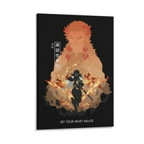 Rengoku Kyojuro Poster Set Your Heart Ablaze Artworks Canvas Poster Room Aesthetic Wall Art Prints Home Modern Decor Gifts 16x24inch(40x60cm)