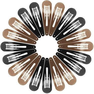 Hair Clips for Women Girls, Funtopia 40 Pcs 2.8 Inch Large Barrettes for Thick Hair, Metal Snap Hair Clips, No Slip Long Drop Shape Hair Pins, Hair Accessories, Brown & Black