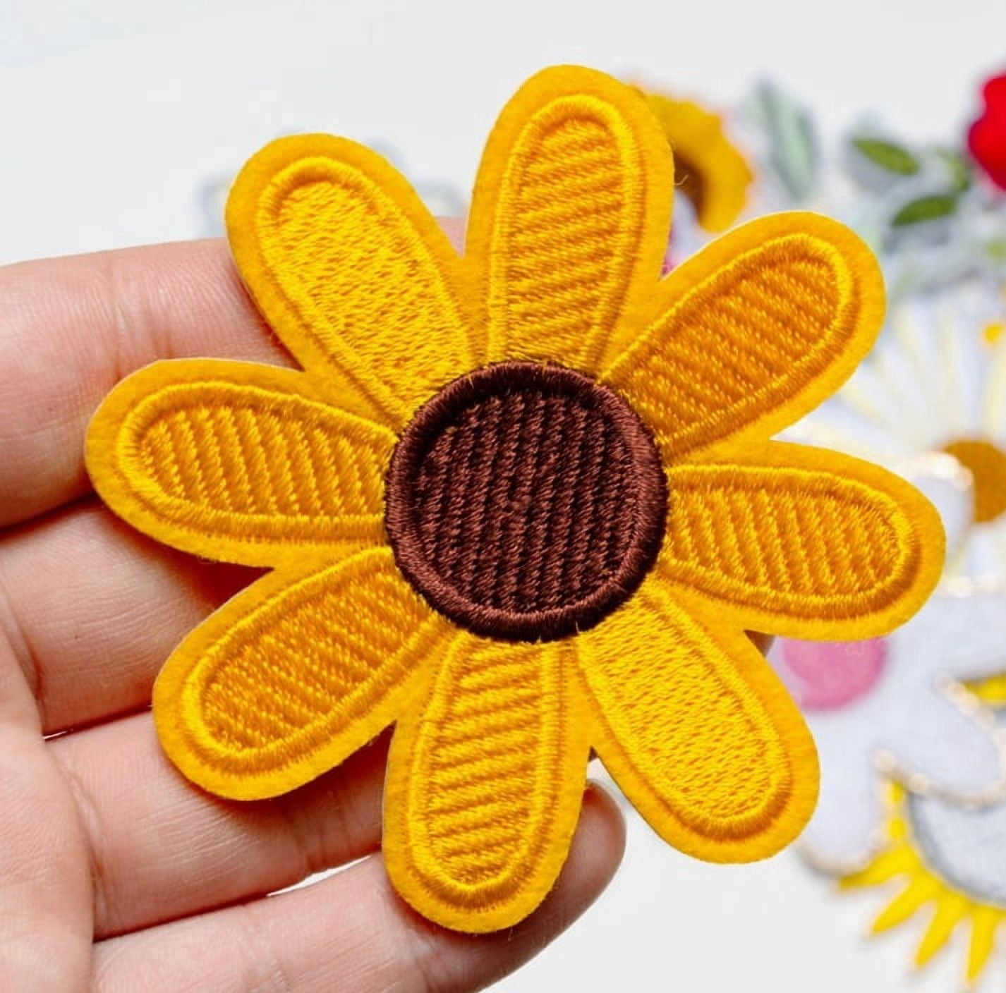 10 packs of sunflower computer embroidered sun flowers cartoon embroidery cloth stickers clothing labels diy clothes patch stickers