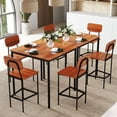 thumbnail image 5 of Costway 5-Piece Industrial Dining Table Set with Counter Height Table & 4 Bar Stools Walnut, 5 of 10