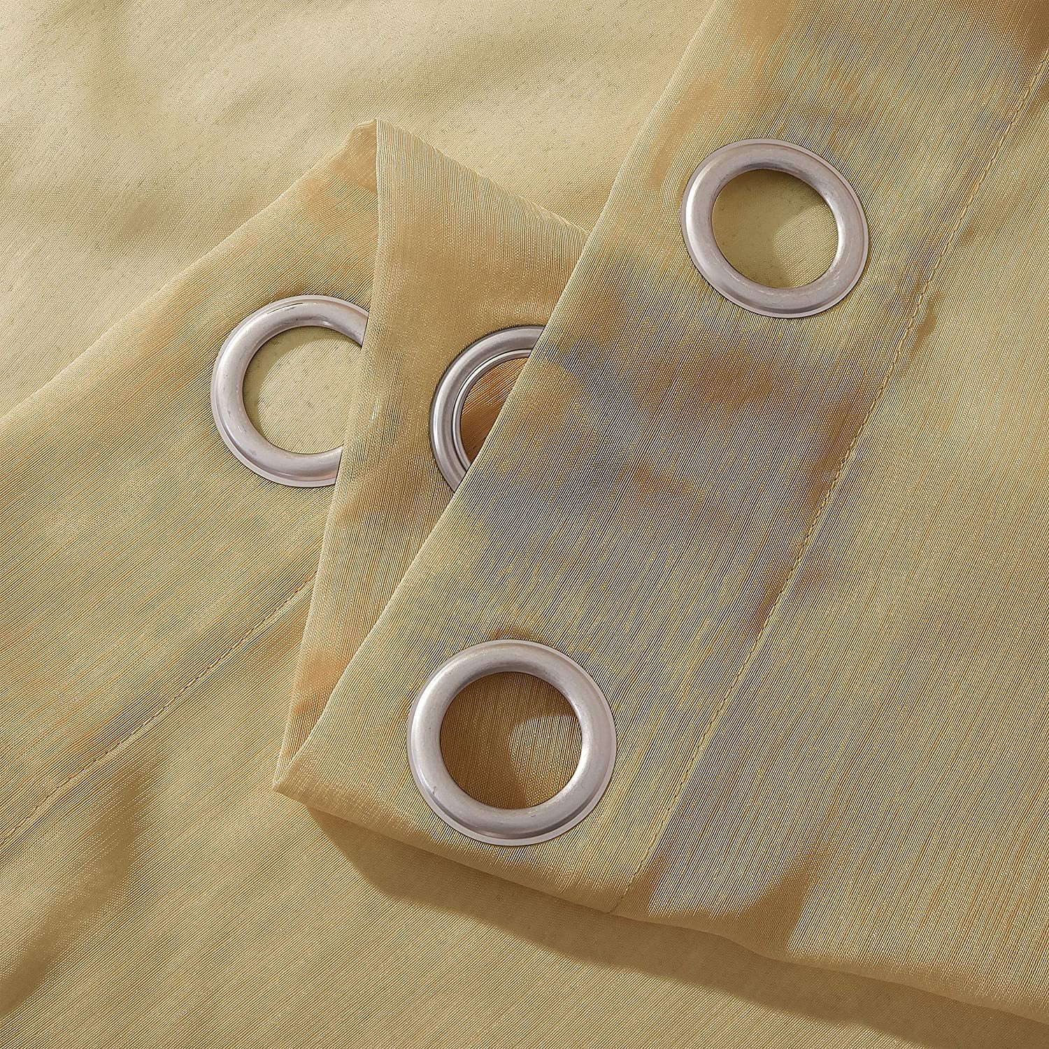 Dainty Home Malibu Textured Semi-Sheer Grommet Top Curtain Panel Pair, 108" x 84" In Coffee