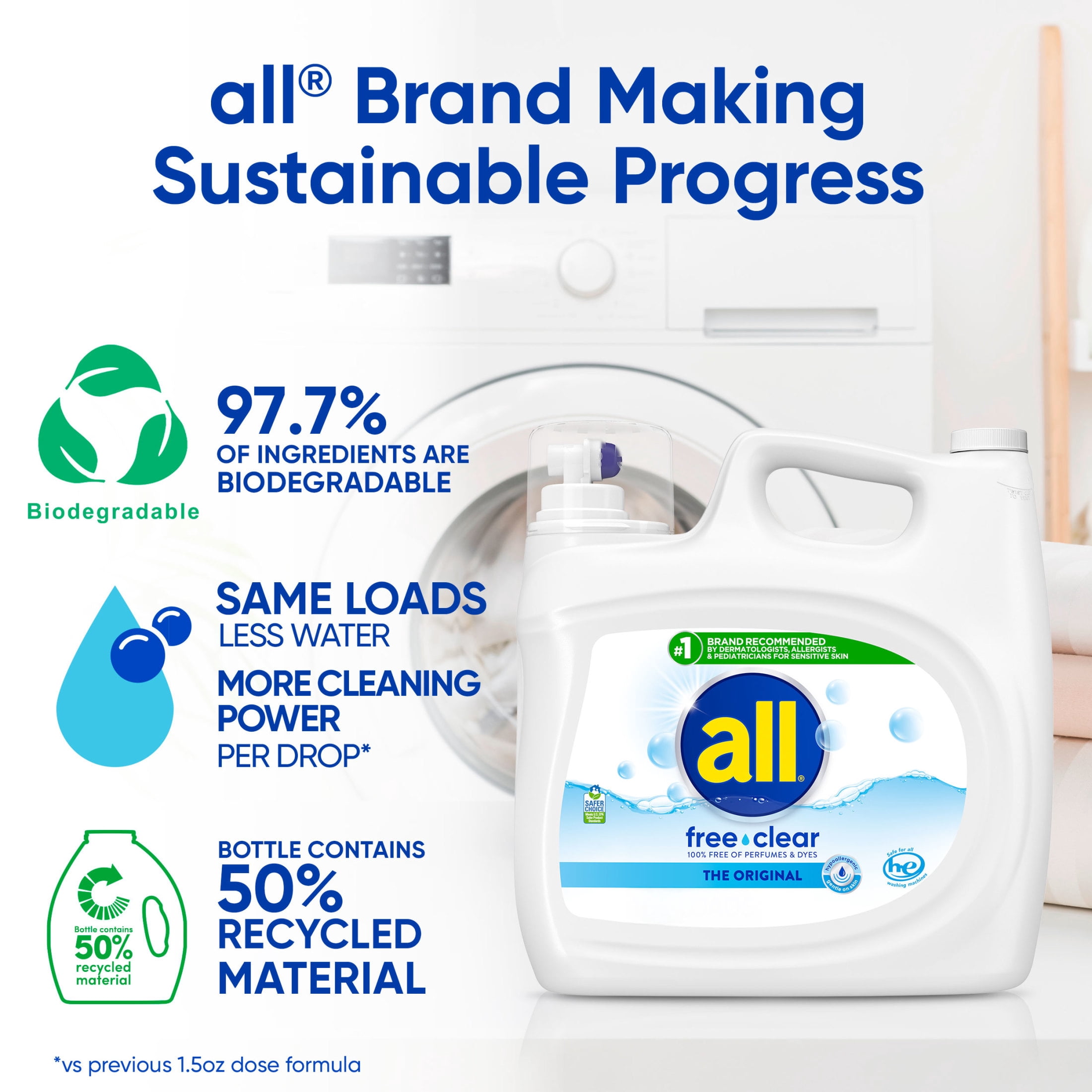 all Free Clear Liquid Laundry Detergent, 118 oz, 94 Loads