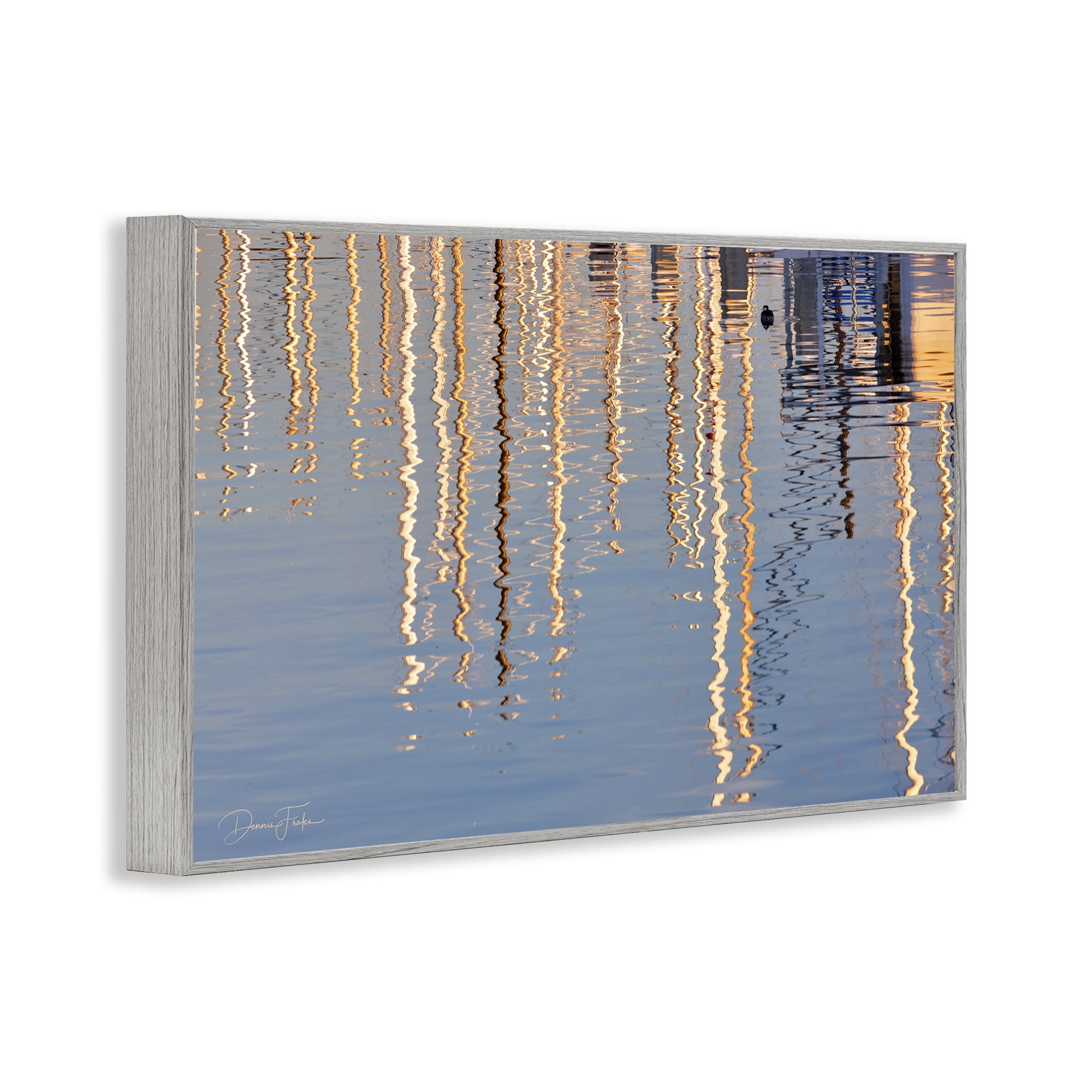 Stupell Industries Beach Post Reflections Coastal Photography Gray Framed Art Print Wall Art, 30 x 20