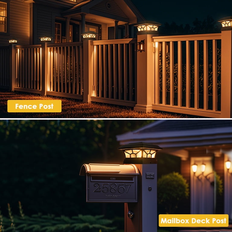 Solar Fence Post Cap Lights 2-Pack, Warm/Cool White photo 5