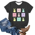 thumbnail image 4 of lcziwo Lightening Sales Womens Happy Easter Shirts Funny Bunny Rabbit Graphic Tee Tops 2025 Fashion Print Short Sleeve T-Shirts Holiday Outfits Black XXL, 4 of 5