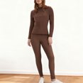 thumbnail image 5 of YueHuiYing Women's 2 Piece Outfits Sweater Sets Knitted High Neck Tops And Wide Leg Pants Loose Tracksuit Set, 5 of 9