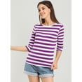 thumbnail image 2 of Disfraz de Día de San Patricio para mujer Mangas en el codo Top Cuello redondo Camiseta ajustada Camiseta estampada informal Púrpura XL, 2 of 6