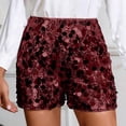thumbnail image 2 of MEZZALL Women Sequin Party Shorts For Festive Club Shorts With Shine For Clubwear And Events Relaxed Fit Solid Color Summer Daily Casual Bottoms, 2 of 5