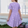thumbnail image 5 of CCRFTGI Short Sleeve Dresses for Children Girls 7-8 Basic Summer A Line Skater Dress Funny Polka Dots Dresses Party Girls Fashion Purple 9-10 Years, 5 of 5