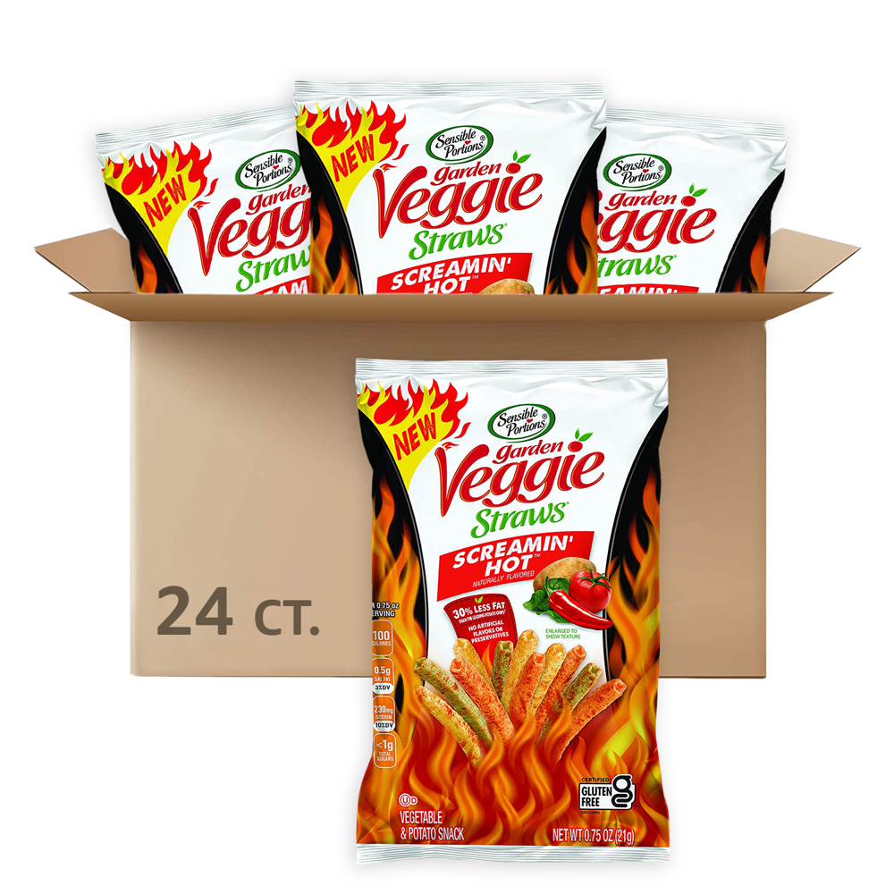 Sensible Portions GlutenFree Screamin' Hot Garden Veggie Straws, 0.75 oz, 24 Count Multipack