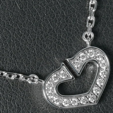 Pre-Owned Cartier C Heart Necklace K18WG 17P Diamond White Gold CARTIER Women's (Good)
