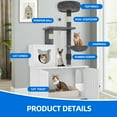 thumbnail image 4 of Dextrus 2-in-1 Cat Tree with Litter Box Enclosure,53.5" Large Modern Cat Condo with Scratching Posts, Perch, Food Station, Hammocks, Scratch Post, White, 4 of 10