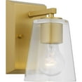 thumbnail image 3 of Vertex Collection One-Light Brushed Gold Clear Glass Contemporary Bath Light, 3 of 12
