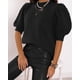 thumbnail image 3 of Suéteres abullonados de manga corta para mujer 2024, primavera verano, moda, casual, blusas negras, 3 of 6
