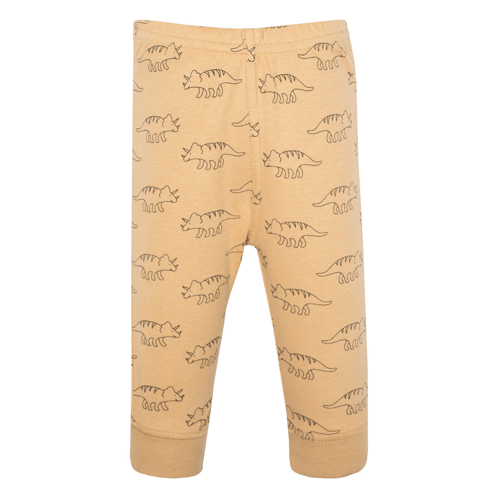 Hudson Baby Boy Cotton Pants and Leggings, Brown Sage Dinosaurs, Preemie