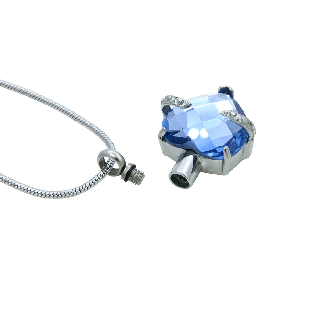 Anavia Personalized Heart Crystal Cremation Urn Necklace Jewelry For Ashes Human Pet Remains Funeral Casket Locket Engraving with Free Funnel Kit Gift Box Ship Next Day! [January - Garnet]