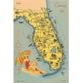 thumbnail image 2 of Wild Apple Portfolio 11x14 Gold Ornate Wood Framed with Double Matting Museum Art Print Titled - Florida Postcard VI, 2 of 4