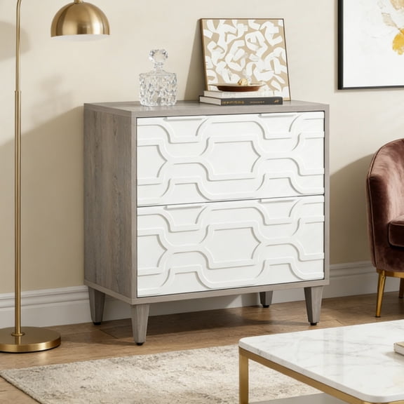 2-Drawer File Cabinet, Lateral Filing Cabinet for A4/Letter/Legal Size, Office Storage Cabinet, Printer Stand with Storage Drawer for Home Office, White and Gray