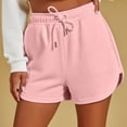 thumbnail image 6 of Womens Knee Length Shorts Linen New Women’s Sweat Athletic Shorts Drawstring Elastic Waist Shorts with Pockets Summer Breathable Gym Workout Bottoms Pinky M, 6 of 8