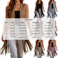 thumbnail image 3 of Vests for Women Western Fringe Sleeveless Vest Hollow Cutout Open Front Layering Jackets Gray XL, 3 of 9