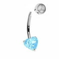 thumbnail image 2 of Ritastephens 14k White Gold Genuine Blue Topaz Heart Belly Button Navel Ring Body Art For Female Adults, 2 of 3